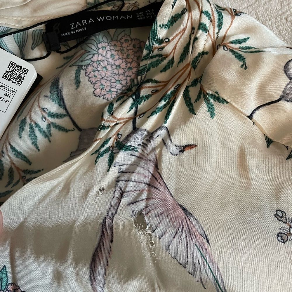 NWT ZARA Flowy Bell Sleeve Crane Print Cardigan Size XS - Picture 7 of 7